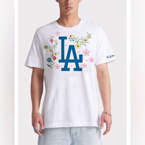 NWT Takashi Murakami x LA Dodgers Floral Print T-shirt Size Large 100% Cotton